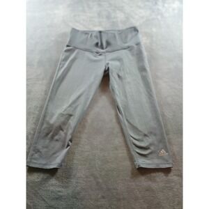 Adidas Womens Climalite Mid-Rise Capri Leggings Gray Medium Moisture Wicking